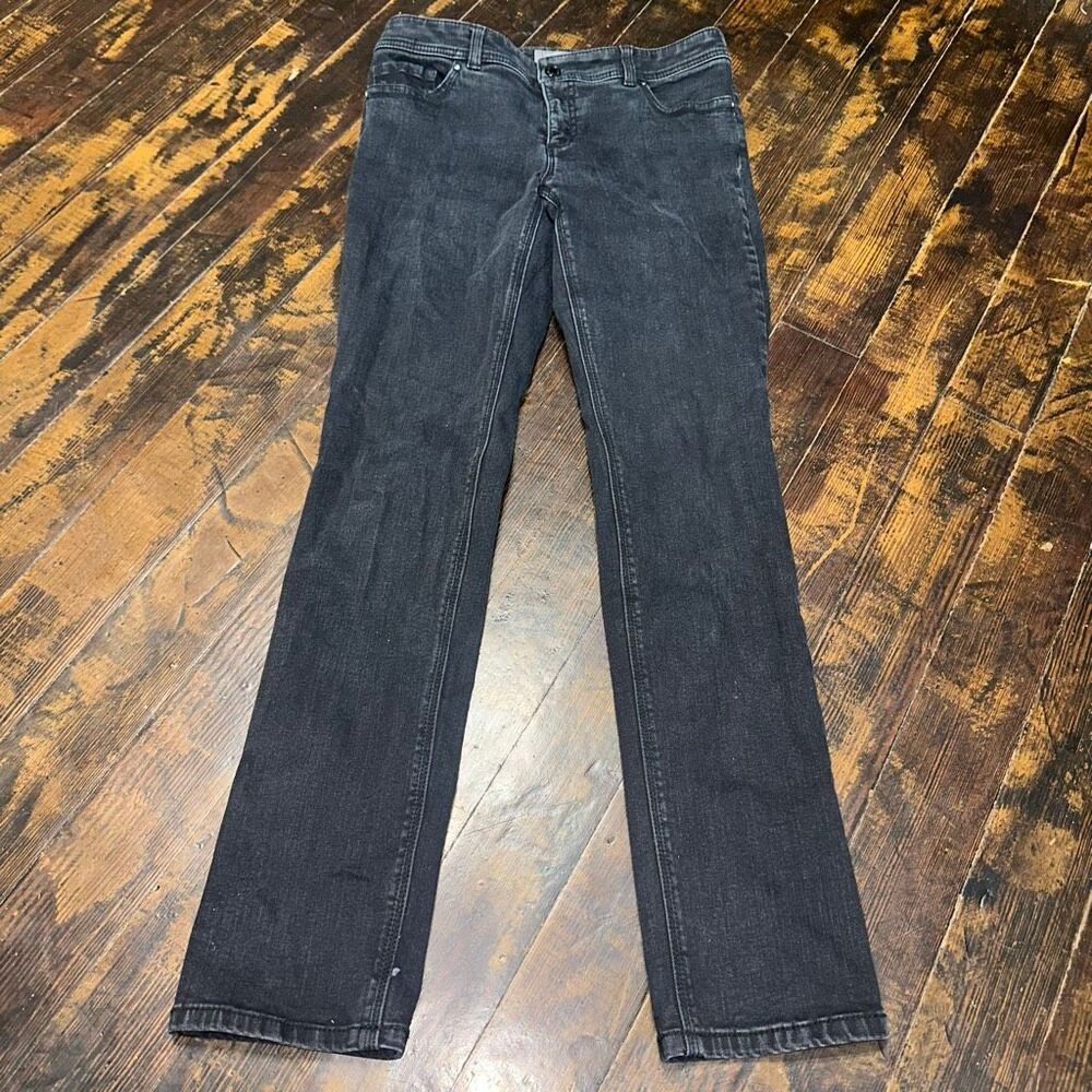 Chico’s 0/4 black straight leg distressed jeans